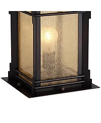 Franklin Iron Works Hickory Point Rustic Farmhouse Outdoor Pier Mount Lights Set of 2 Walnut Bronze 16 1/2" Frosted Cream Glass for Exterior Barn