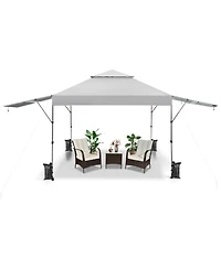 10 x 17.6 Feet Outdoor Instant Pop-up Canopy Tent with Dual Half Awnings-White