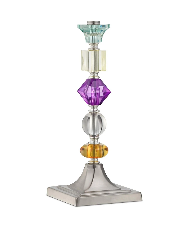 Bijoux Modern Chic Bohemian Table Lamps 25.5" High Set of 2 Brushed Nickel Multi Colored Stacked Acrylic Gem Purple Drum Shade for Kids Girls Roo
