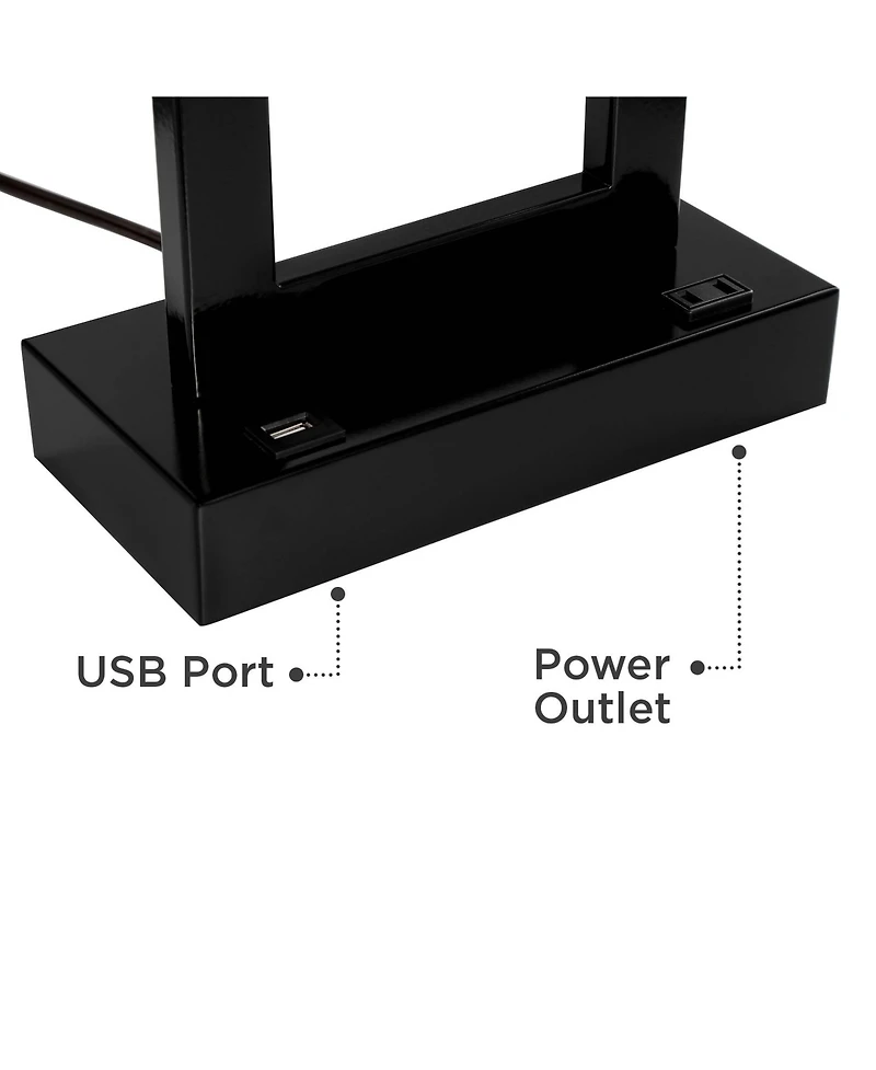 360 Lighting Todd 30" Tall Large Modern End Table Lamps Set of 2 Usb Port Ac Power Outlet Black Metal Living Room Charging