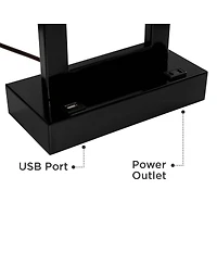 360 Lighting Todd 30" Tall Large Modern End Table Lamps Set of 2 Usb Port Ac Power Outlet Black Metal Living Room Charging