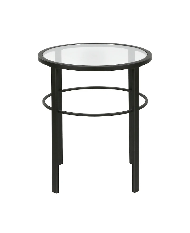 Glass Top Round End Table – Sturdy Steel Base for a Chic Industrial Look