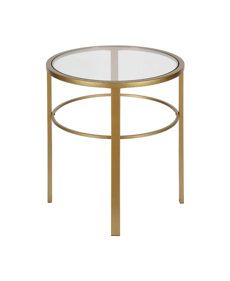 Glass Top Round End Table – Sturdy Steel Base for a Chic Industrial Look