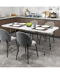 6 ft Portable Folding Table 350 Lbs Fold-in-Half Table with Hdpe Tabletop-White