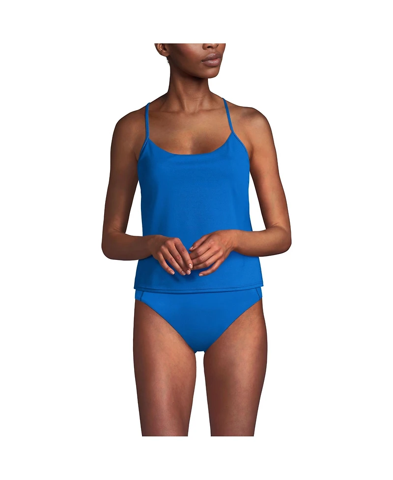 Lands' End Women's Long Torso Tugless QuickDry Adjustable Strappy Back Tankini Top