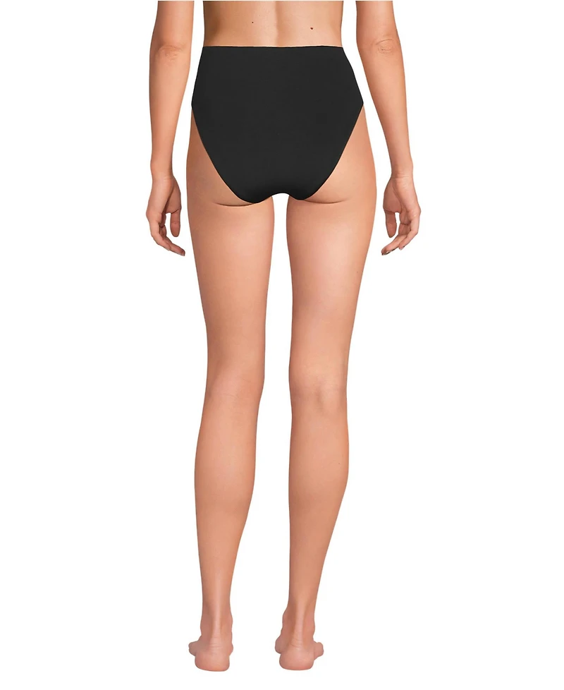 Lands' End Women's Tugless QuickDry High Waisted Leg Bikini Bottoms
