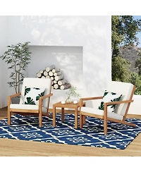 Outdoor Acacia Wood 3 Pc Chat Set