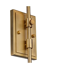 Barnes and Ivy Seline Modern Wall Lamps Set of 2 Warm Gold Plug-in 9" Light Fixture Adjustable Swivel Off White Shade for Bedroom Reading Living