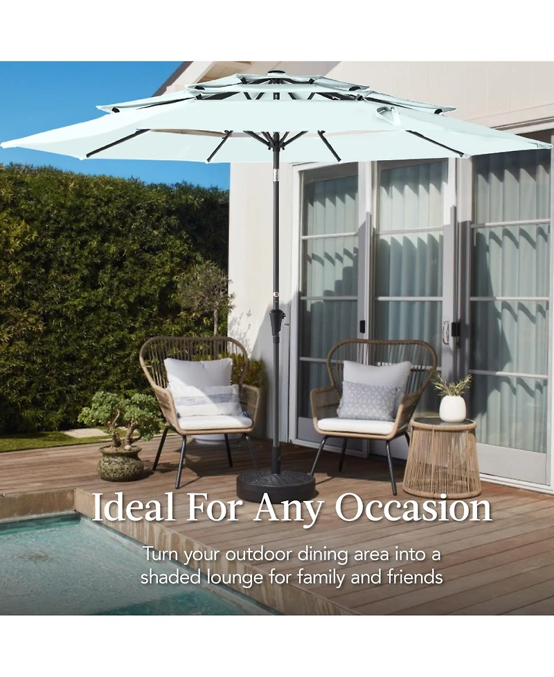 Best Choice Products 10ft 3-Tier Patio Umbrella, Market Sun Shade w/ Tilt Adjustment