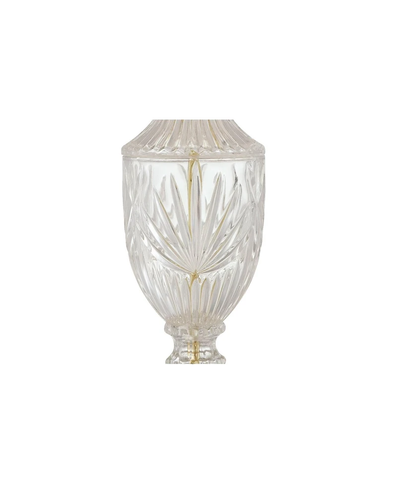 Regency Hill Traditional Table Lamps 26.5" High Set of 2 Cut Glass Urn Brass White Cream Bell Shade for Living Room Family Bedroom Bedside