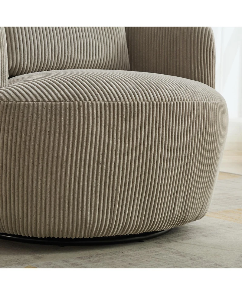Streamdale 34" Wide Corduroy Swivel Barrel Chair with Pillow - Light Gray