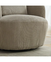 Streamdale 34" Wide Corduroy Swivel Barrel Chair with Pillow - Light Gray