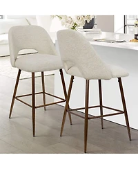 Set of 4 Counter Height Bar Stools, Mid-Century Modern Chairs with Walnut Wood Legs and Backrest-Maison Boucle