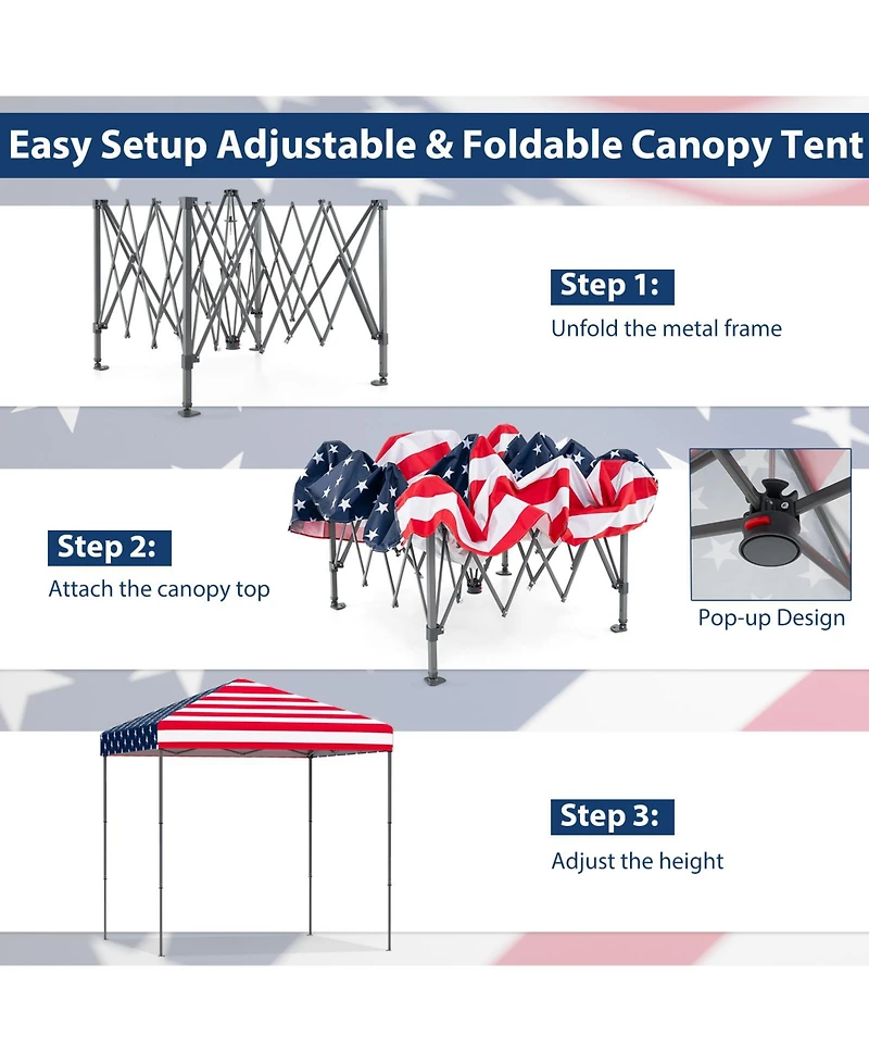 6.6 x 6.6 Feet Outdoor Pop-up Canopy Tent with Upf 50+ Sun Protection