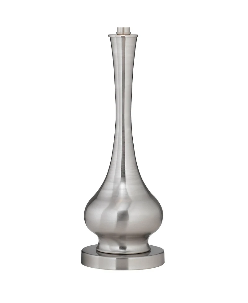 Possini Euro Design 32" Tall Gourd Large Modern End Table Lamps Set of 2 Silver Brushed Steel Finish Metal Living Room Bedroom