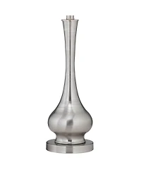Possini Euro Design 32" Tall Gourd Large Modern End Table Lamps Set of 2 Silver Brushed Steel Finish Metal Living Room Bedroom