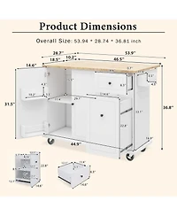 Streamdale Rolling Kitchen Cart with Drop Leaf & Storage