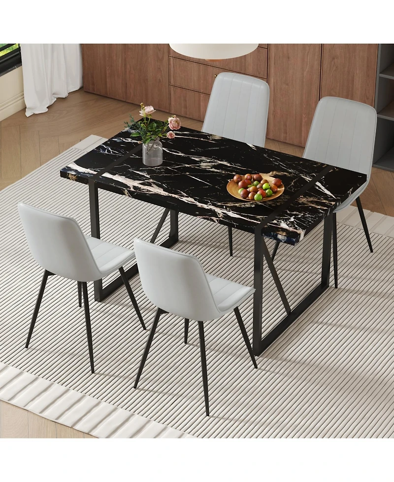 Streamdale Black Marble Dining Set 55