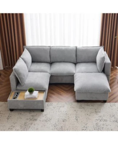 Streamdale Furniture 90 X22 U Shaped Sectional Sofa Ottoman Charging