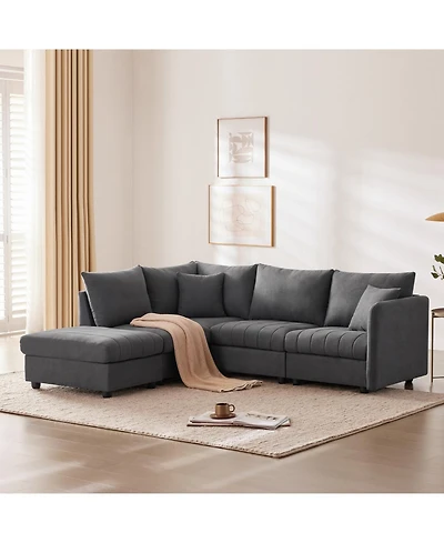 Streamdale Modern Modular Sectional Sofa w/ Ottoman & Pillows