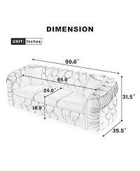 Streamdale 90.6" Velvet Button Tufted Chesterfield Sofa - Black