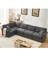 Streamdale Dark Gray Modular Sectional Sofa Set - Convertible L-Shape Couch