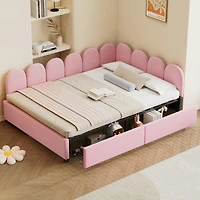 Streamdale Pink Velvet Daybed with Storage Drawers