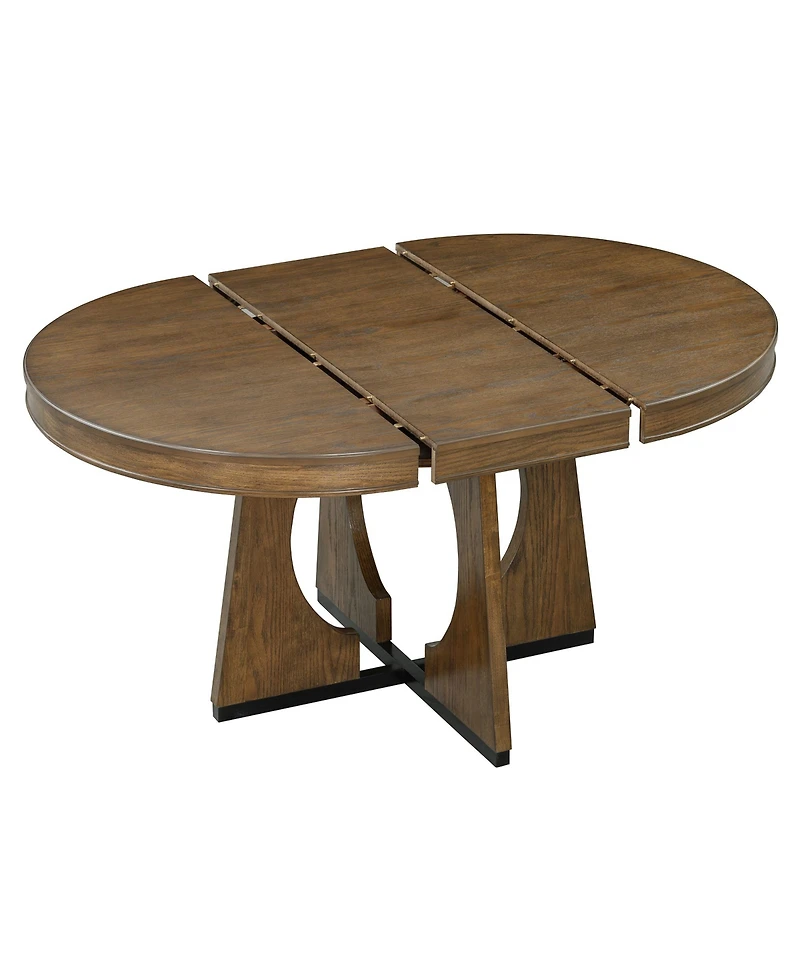 Streamdale Retro Rustic Dining Set with Ext. Table and 4 Chairs (Walnut)