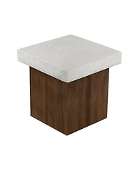 Square Side Table [Antique white top + Antique white+Natural wood frame]