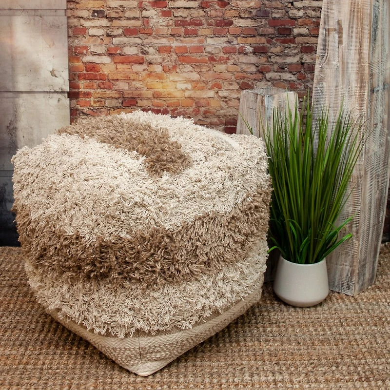 Soft Striped Pouf Ottoman for Home Accent Footrest and Extra Seating