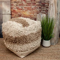 Soft Striped Pouf Ottoman for Home Accent Footrest and Extra Seating
