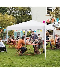10 x 10 Feet Outdoor Pop-up Patio Canopy for Beach and Camp-White