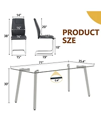 Streamdale 71" Rectangular Glass Table & 8 Black Pu Chairs