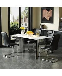 Streamdale Cold Jade Dining Set 63" Table & 4 Black Pu Chairs