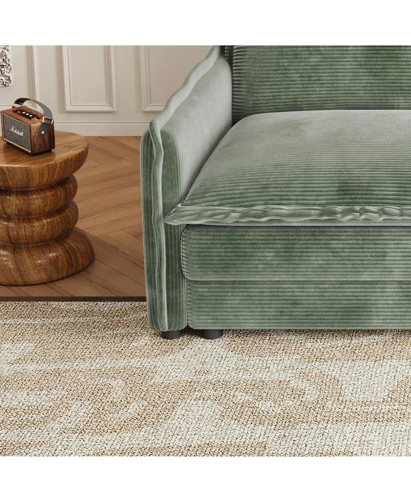 Streamdale Corduroy 3-Seater Cloud Couch with Footrests & Cushions