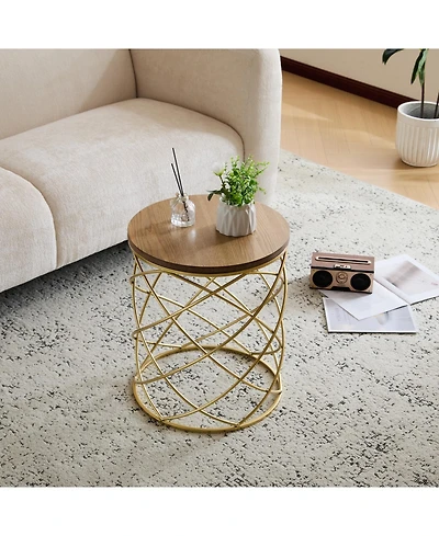 Streamdale Golden Side table (Mdf Top+ Metal Frame)