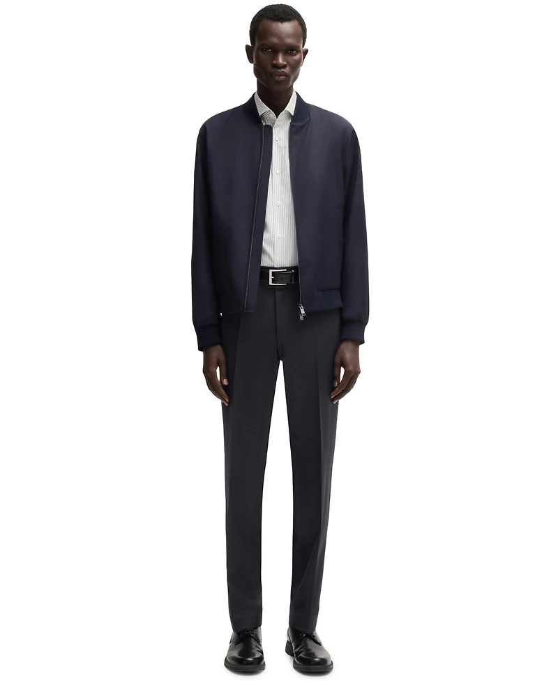 Boss Men's Regular-Fit Virgin Wool Formal Trousers