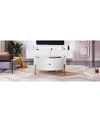 Streamdale Modern Round Coffee Table with 2 large Drawers Storage Accent Table(31.5")