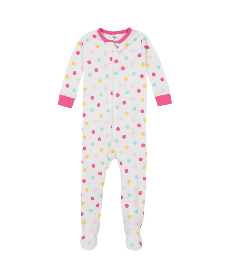 Gerber Baby Girls 2-Pack Snug Fit Footed Cotton Pajamas, Love, 0-3 Months