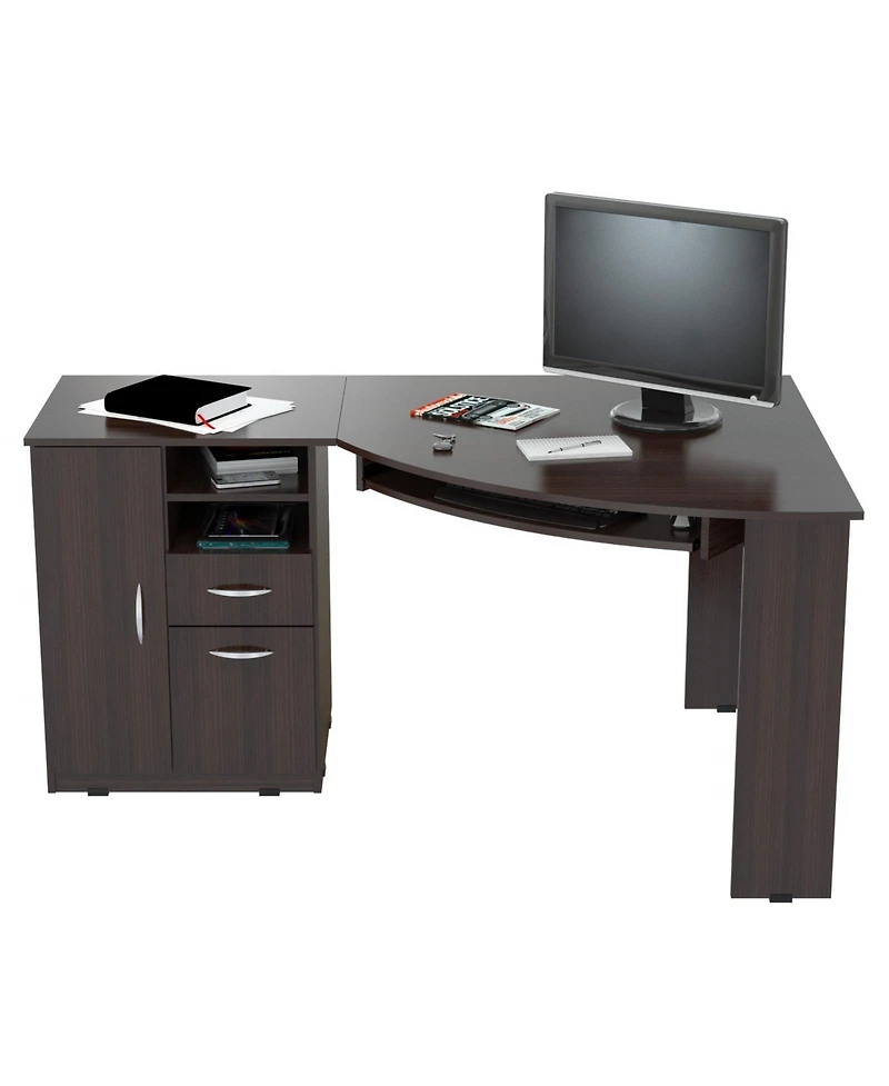 Corner Computer Desk with 2 Drawers – Space-Saving Home Office Workstation