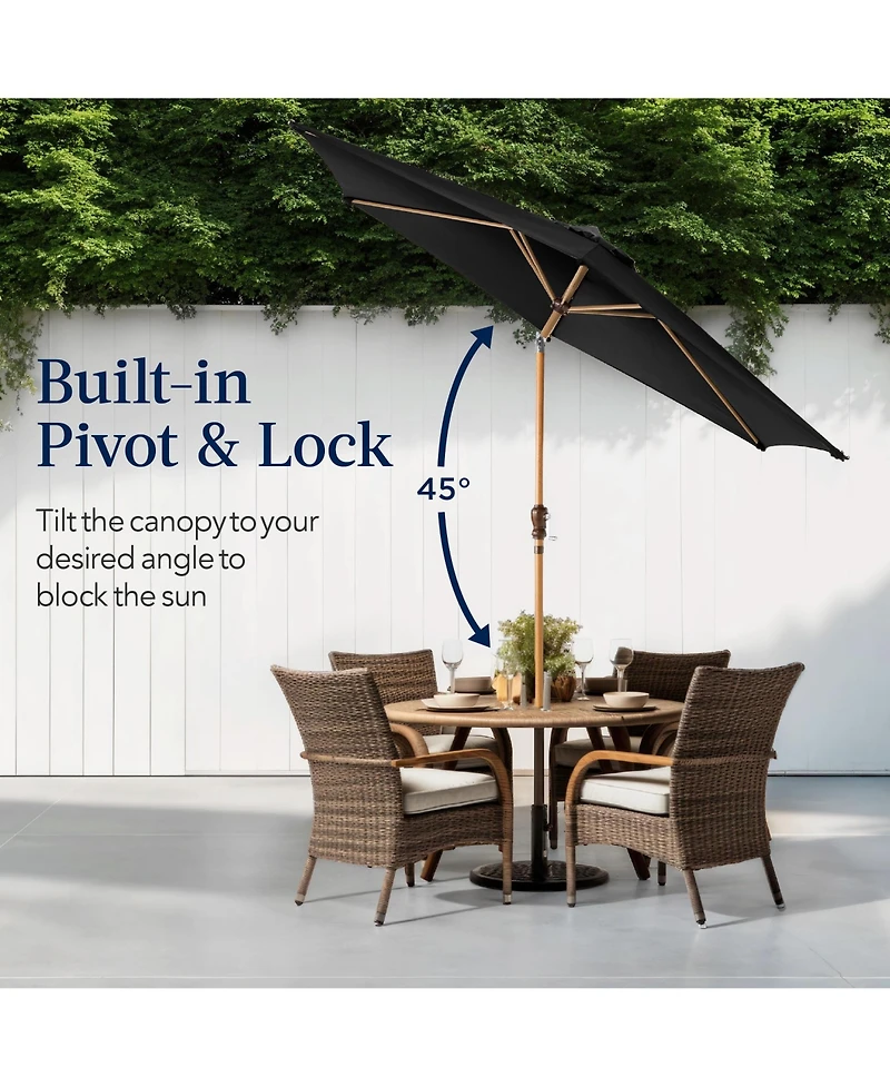 Best Choice Products 10ft Outdoor Woodgrain Pattern Steel Market Patio Umbrella w/ Crank