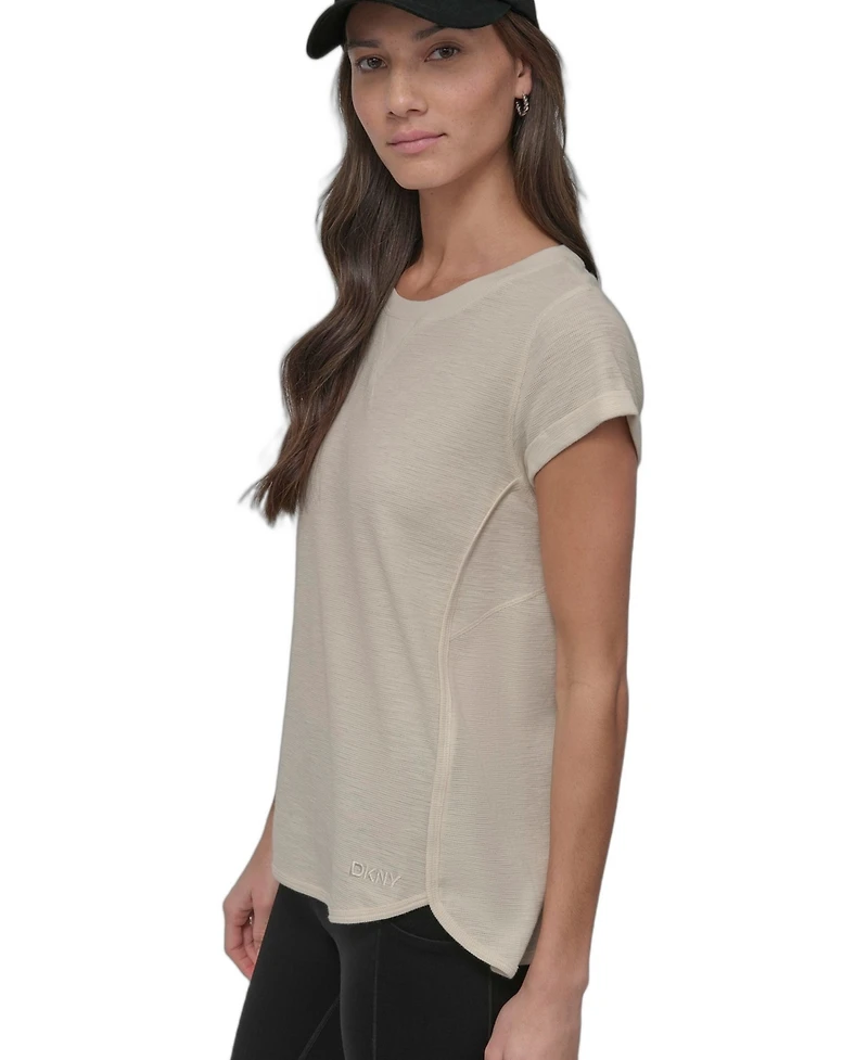 Dkny Women's Mini Slub Waffle Short Sleeve Top