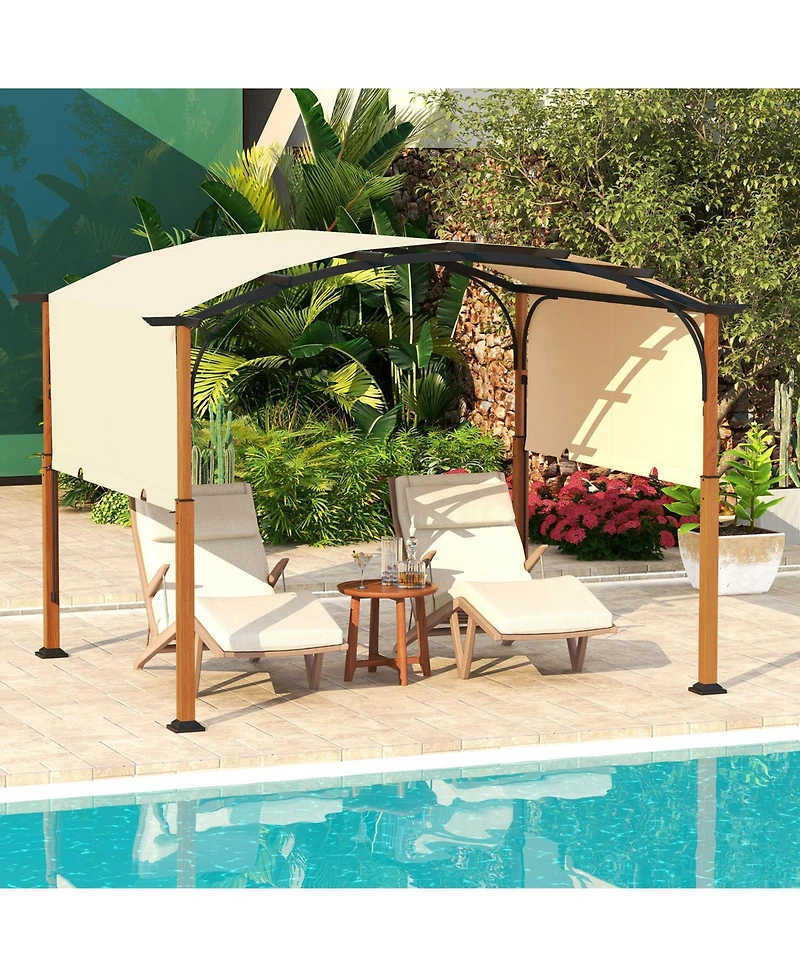 10 x 12 Ft Outdoor Retractable Pergola with Retractable Canopy for Patio