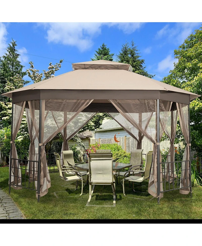 10 x 12 Octagonal Patio Gazebo with Mosquito Net