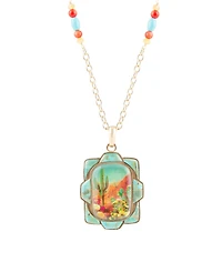 Barse Scenic Sedona Desert Blue Turquoise Golden Pendant Necklace