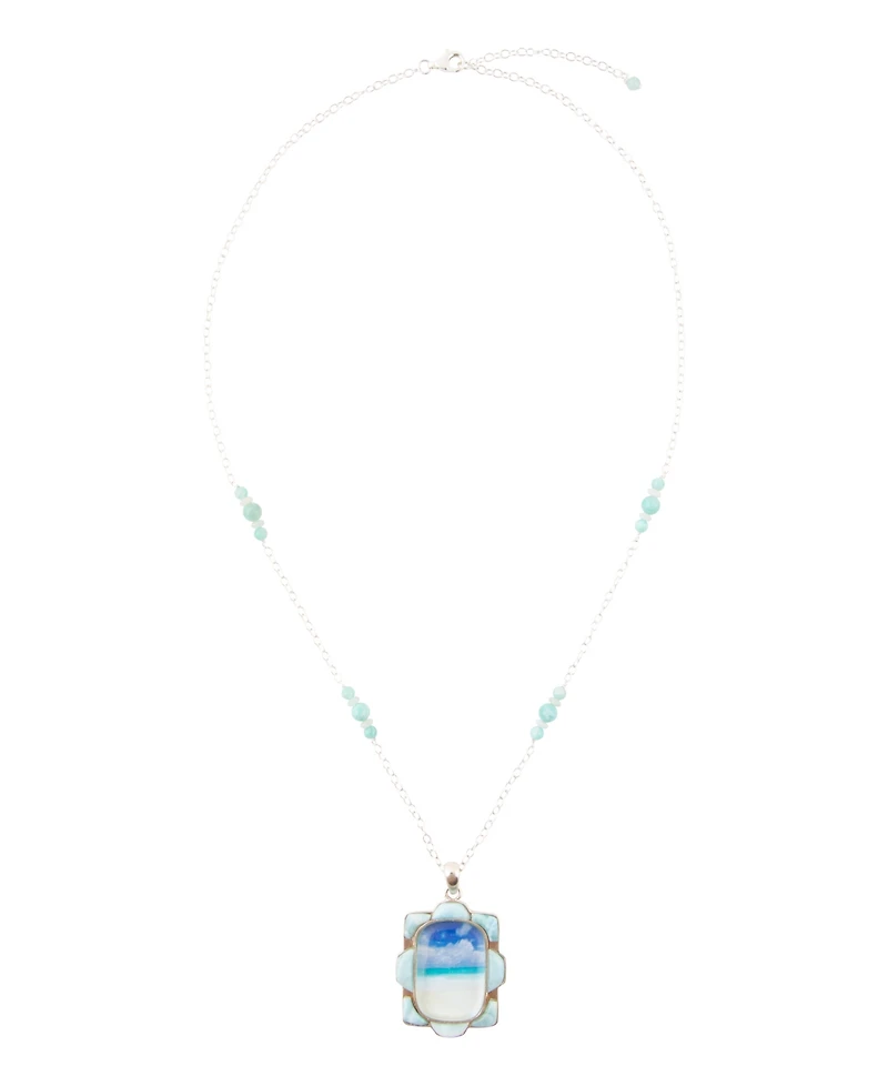 Barse Scenic Beach Blue Larimar and Sterling Silver Pendant Necklace