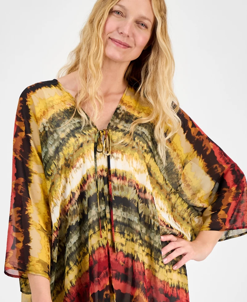 Anne Klein Women's Tie-Dyed Tie-Neck Kimono
