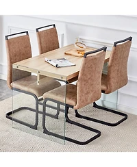 Streamdale Wood Coffee Table Set with 4 Brown Chairs