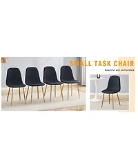Streamdale Black Linen Dining Chairs - Set of 4, Golden Legs