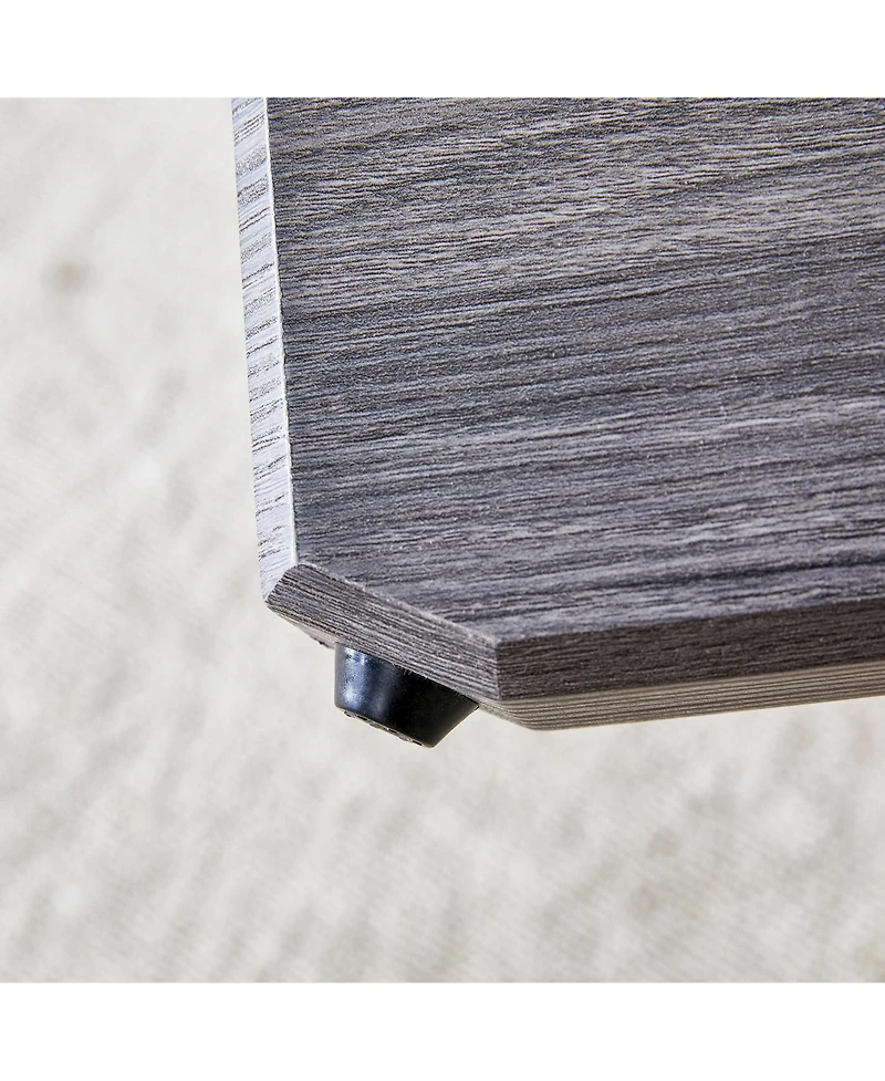 Streamdale 33.4" Round Glass Coffee Table - Grey Patterned Legs